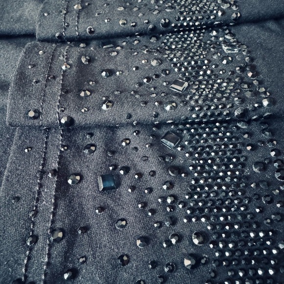 Vintage 1980 PARISLINE black asymmetrical evening cardigan sparkling studs large - Picture 9 of 11